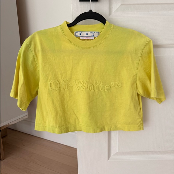 Off-White Neon Yellow Crop Top - Picture 1 of 4